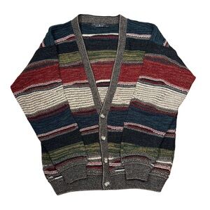 Protege Collection Striped Hiking Knit Cardigan Large